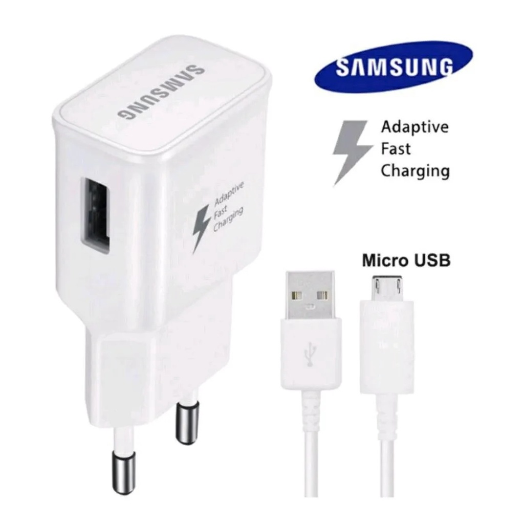 Adaptor Charger + Cable Data Type C/Micro USB Galaxy Samsung A7-2018 A9-2018 A9 A8-2018 A8+ A7 A6 A6+ A5 A510 A520 A3 A310 A320 A710 A720 C9 Pro 2016 2017 Chargeran HP 2.0 2,0 Ampere 2A 2.4A 5V/9V Casan Batok Kepala Quick Charge Fast Charging Kabel Cas An