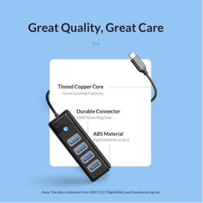 Orico PW4U-C3 Type C to USB HUB 3.0 4Port 5Gbps Cable Length 15Cm