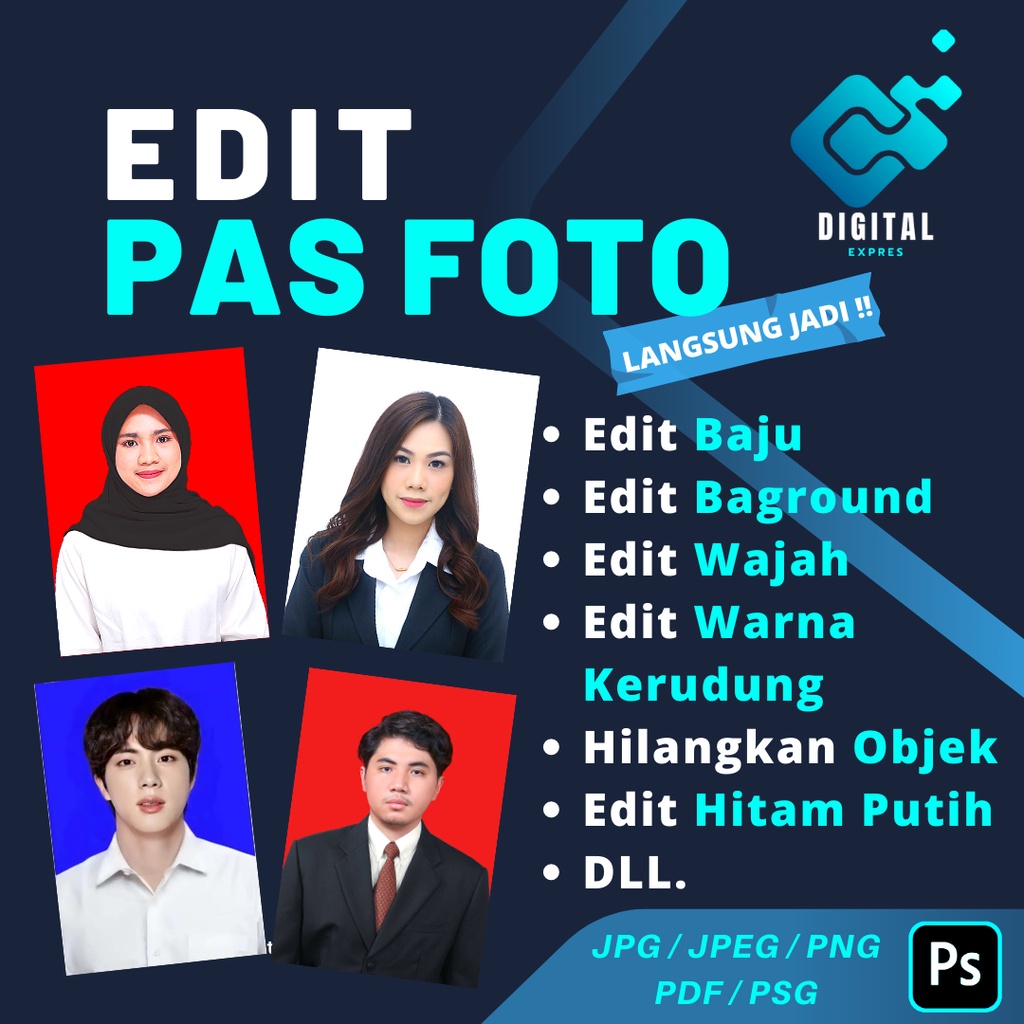 Edit foto / Jasa edit foto / edit pas foto / edit baju jas / edit background / edit wajah / edit kem