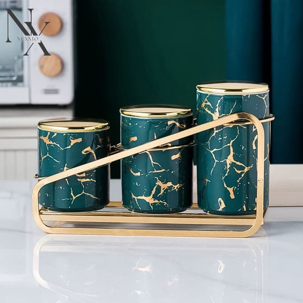 NexXio Canada snack jar / Toples makanan Gold mewah motif marble / Toples lebaran Gold mewah marble