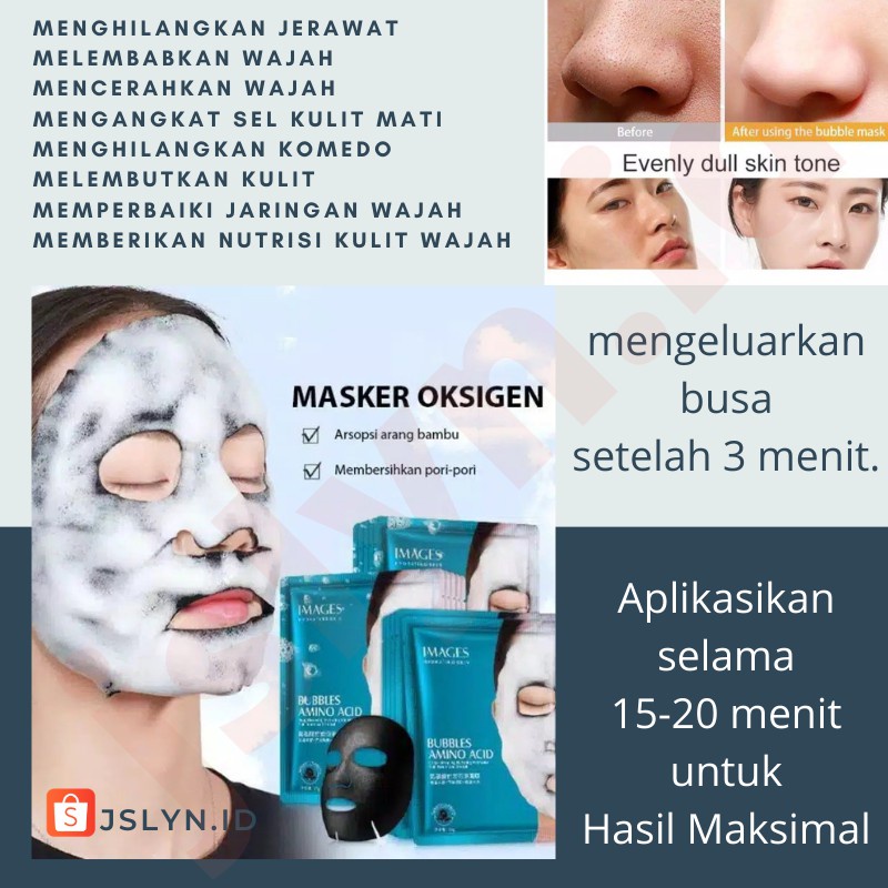 WBS IMAGES BUBBLES AMINO ACID FACE MASK FOAM / MASKER WAJAH MENGECILKAN PORI-PORI MASKER WAJAH BUBBLE SHEET