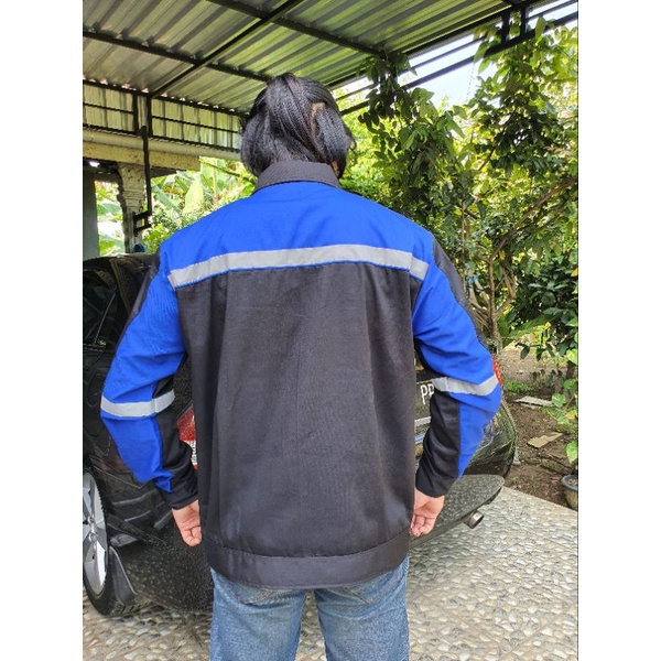 Baju Wearpack Setelan Baju dan celana / APD / K3 / Safety First Warna Hitam Kombinasi Benhur