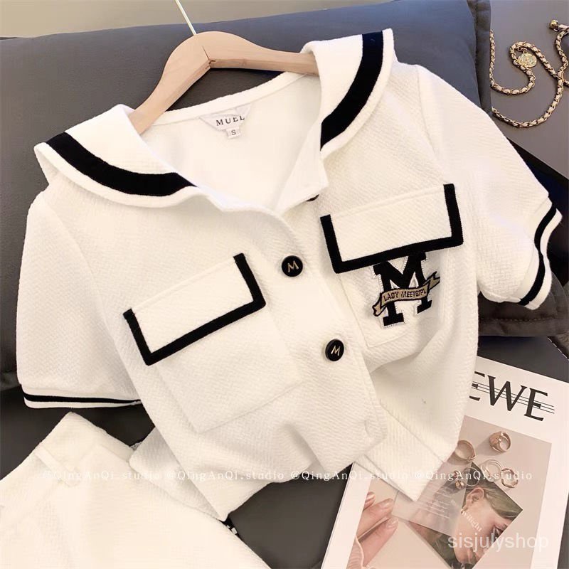 #Sisjuly# Setelan gaya kuliah wanita celana pendek mode niche baru dua potong