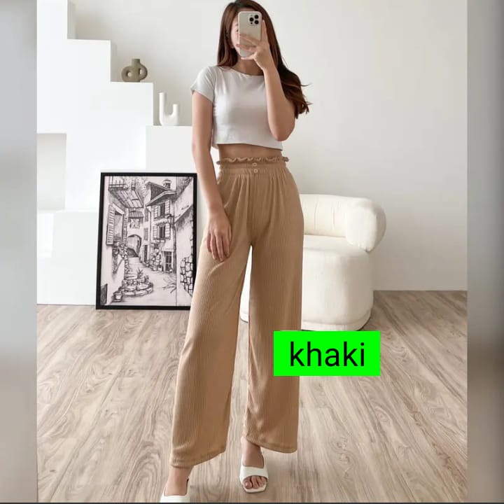 Celana Kulot Wanita Curlly Scuba  Knit Celana Trend Wanita Kulot Hight Quality Premium