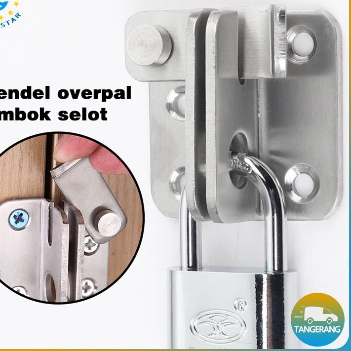 Depan1 【Stainless Steel】Grendel Pintu Geser/Cantolan Gembok Kunci Pengait/Overpal Gembok/Grendel Ove