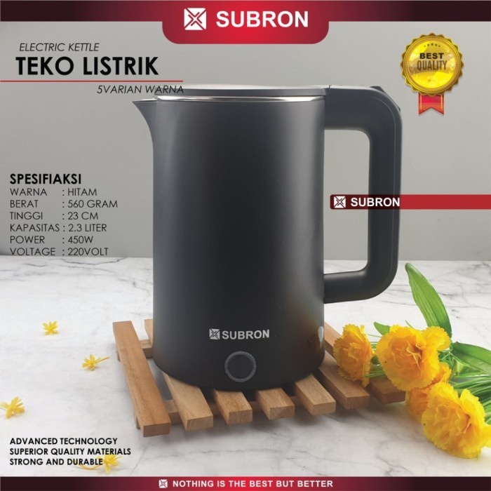 SUBRON Teko Termos Listrik Pemanas Air Kettle 1500W 450W Electric Kapasitas 2L 2.3L Murah