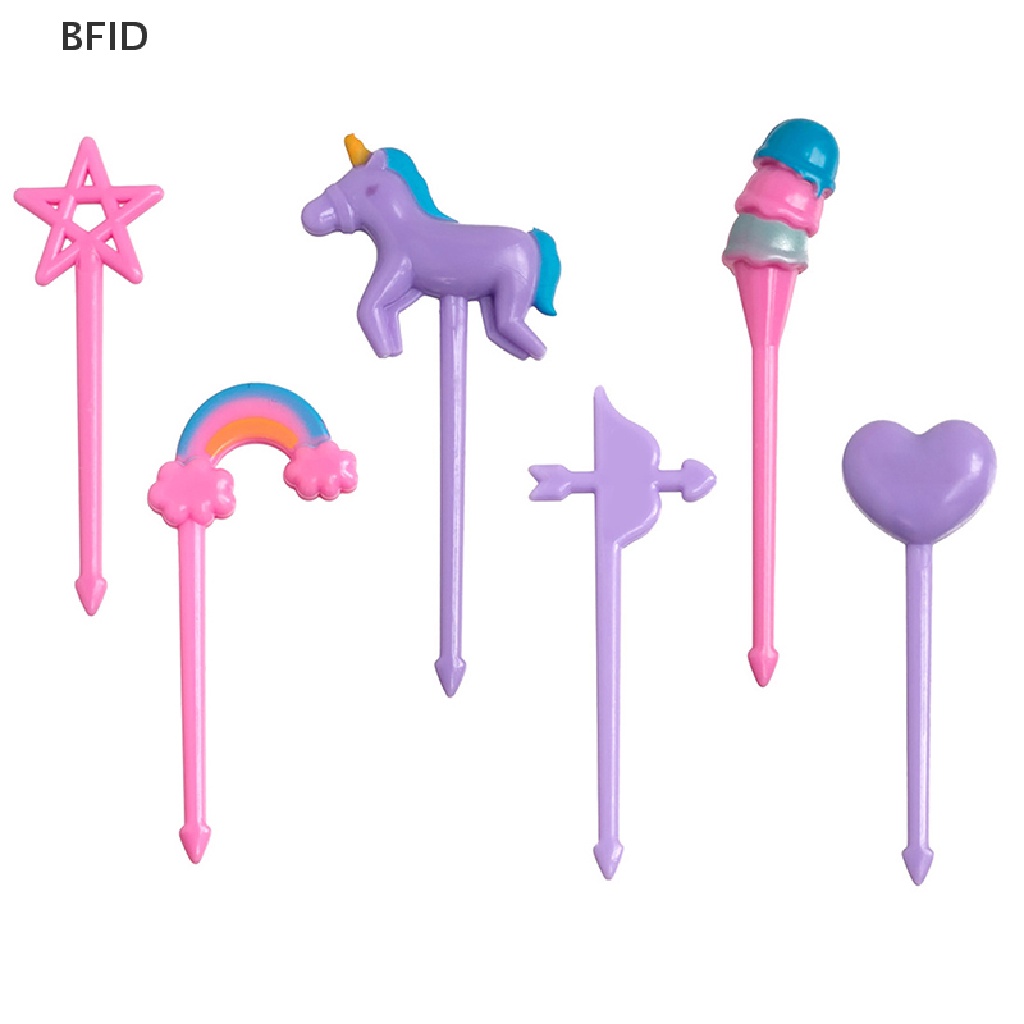 [BFID] 6pcs Set Garpu Buah Makanan Kartun Mini Untuk Anak Dessert Forks Decor Party Supply [ID]