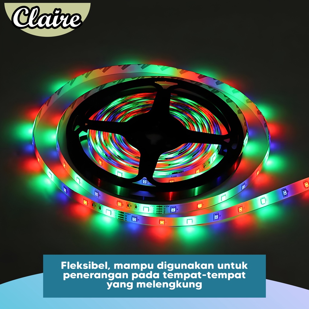 Lampu LED Strip 5 Meter With Remote RGB / Lampu LED Warna Warni Kelap Kelip