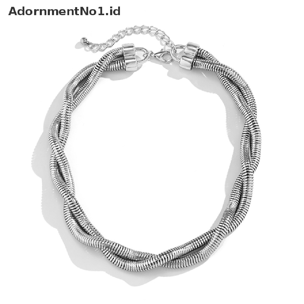 [AdornmentNo1] Kalung Rantai Tali Putar Punk Untuk Wanita Cuban Chunky Chain Choker Necklaces [ID]