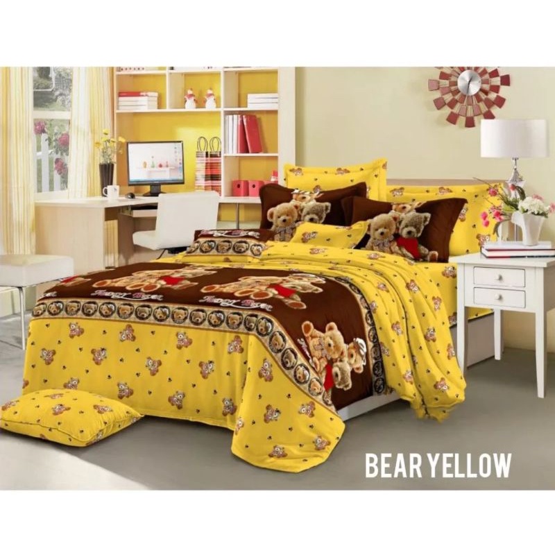 Sarung Kasur Busa Urung Sprei Seprai Seprei Resleting Motif TEDDY BEAR COKLAT No 1 Sampai 4