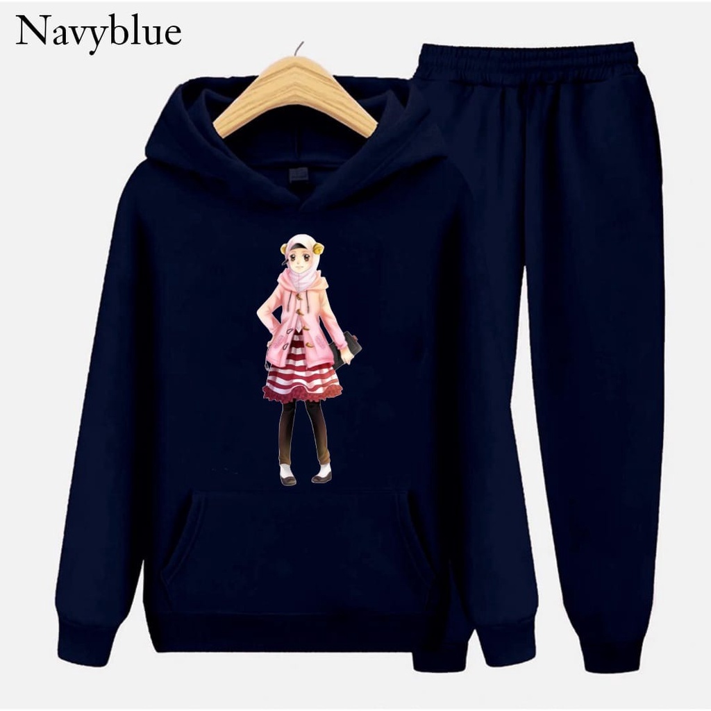 Hzl_outfit Setelan Sweater Hoodie Sayuko Anak Perempuan/ S.M.XL