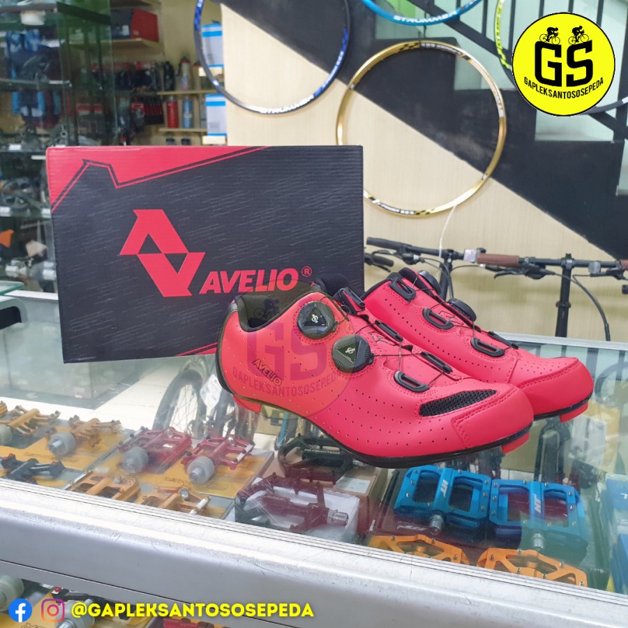 Sepatu Roadbike Avelio Sepatu Sepeda Cleat Red Merah