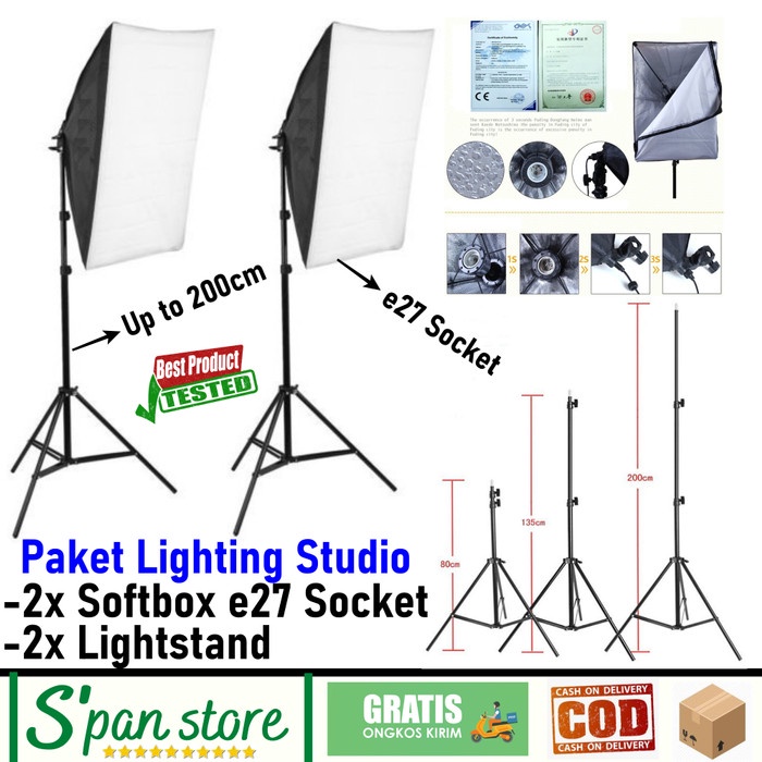 Fok Paket Softbox Studio Double 2 Softbox + 2 Light Stand