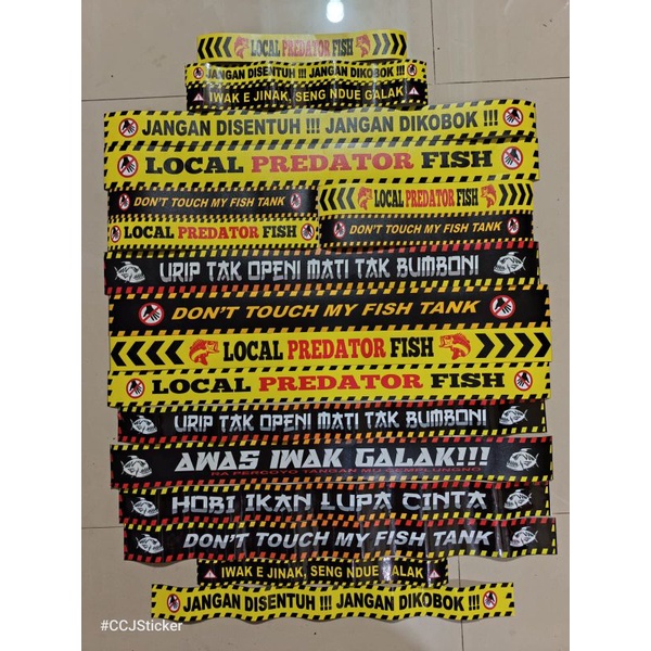 Stiker awas iwak galak/stiker lis hiasan akuarium anda biar menarik