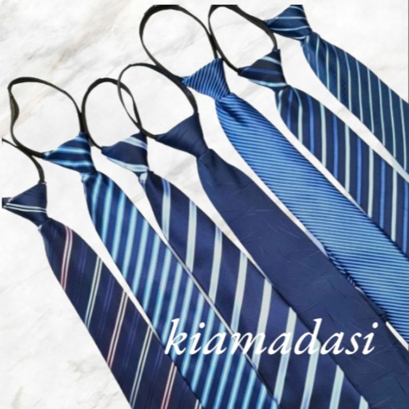 Dasi Resleting Polos Motif Hitam Merah Maroon Biru Dongker