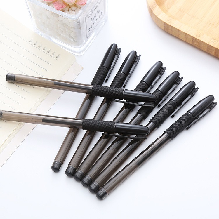 6pcs Pena Pen Pulpen Hitam Handle Karet OSM-ST0209