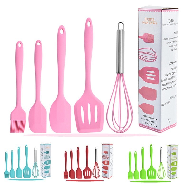 LT- Spatula Set 5in1 Peralatan Masak Sutil Silikon tahan panas Non Stick