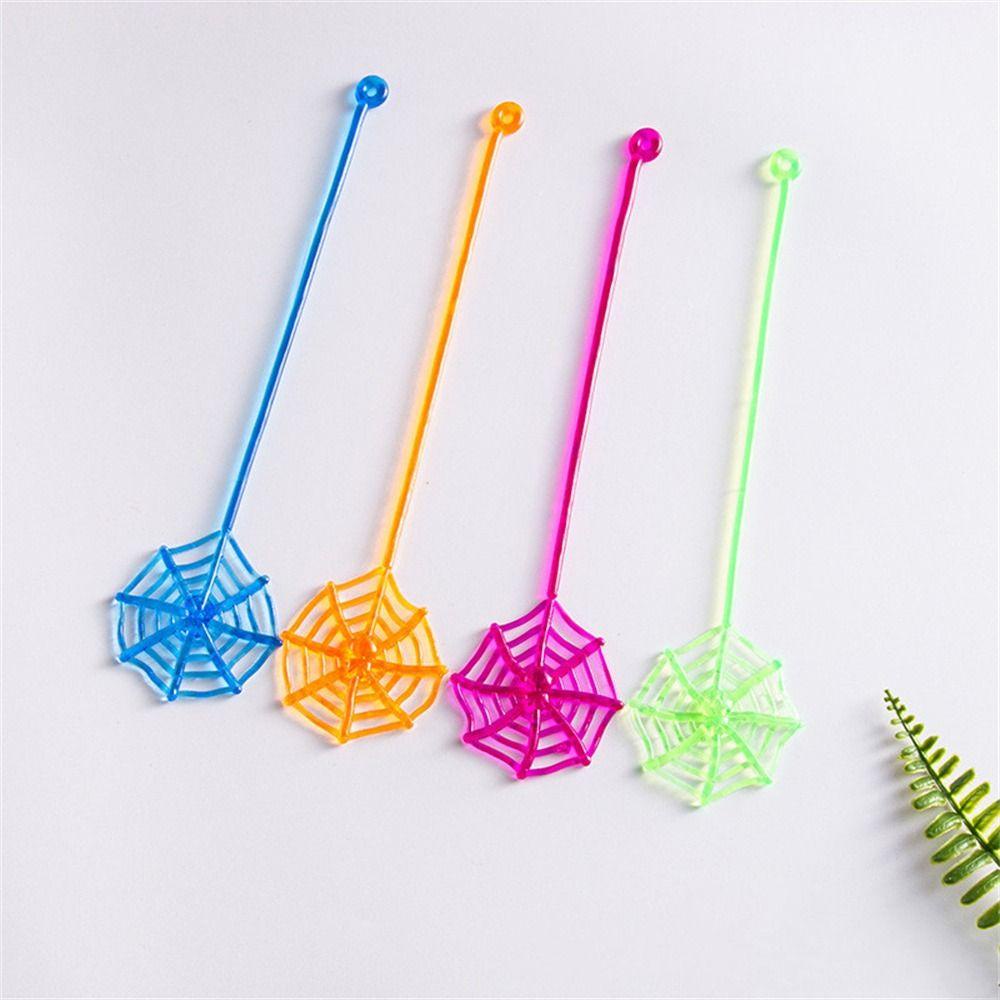 Lanfy 10pcs Sticky Spider Web Lucu Novelty Mainan Anak Pinata Fillers Halloween Untuk Anak Elastis Spider Web