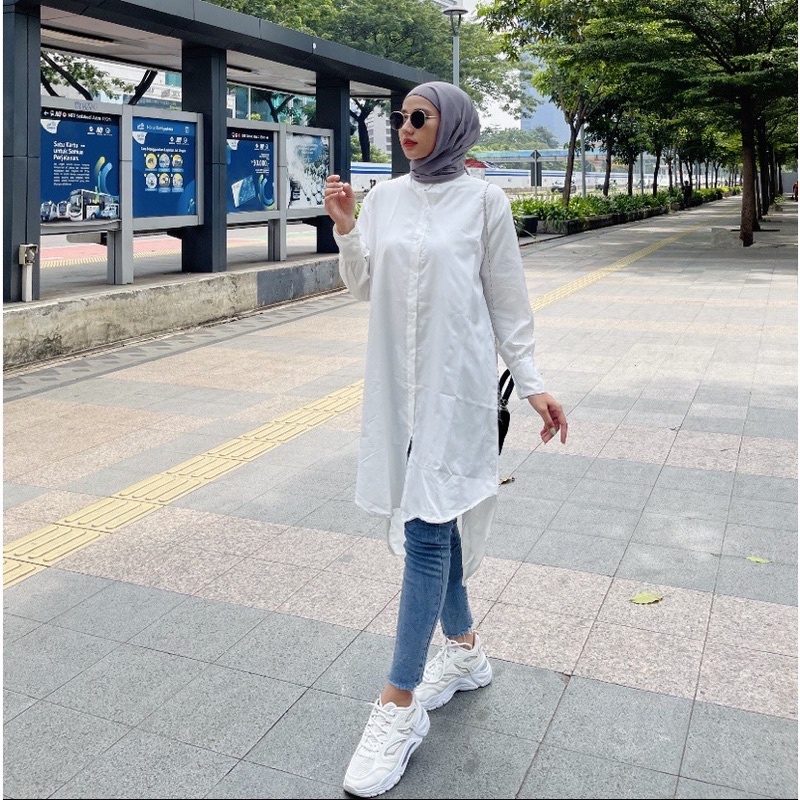 KEMEJA AILEN / Hanley long shirt  / Hanley Tunik Atasan Muslim Fashion Wanita Termurah &amp; Terlaris / azkiya tunik premium - NN