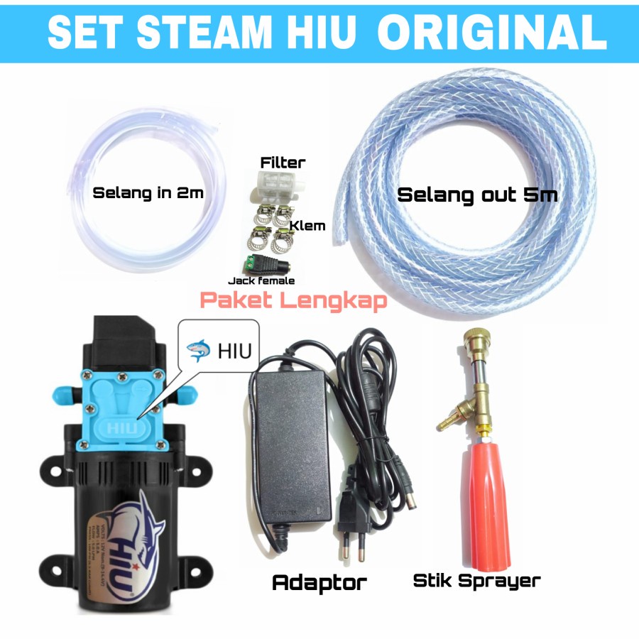Dinamo pompa hiu 12v / Set alat cuci steam motor / steam sprayer