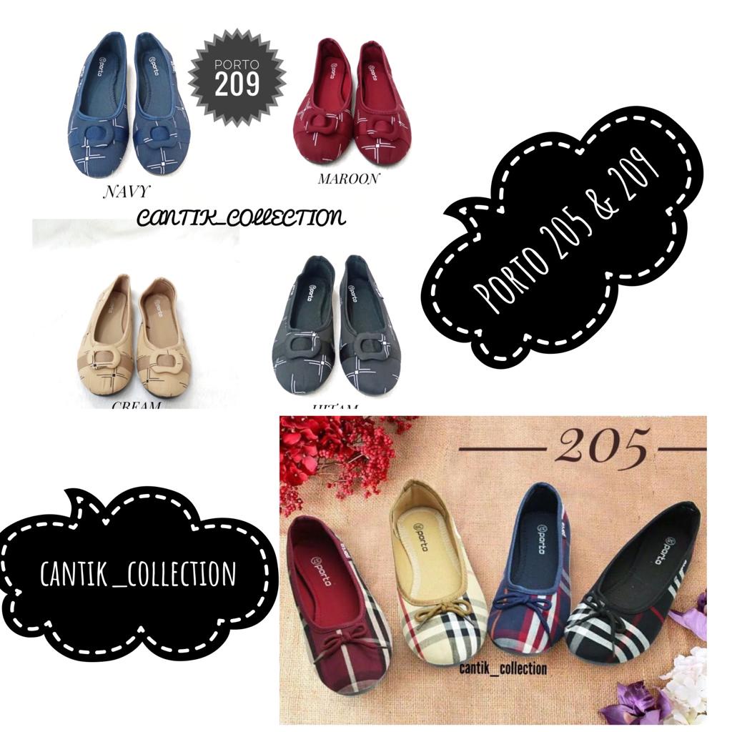 Porto Sepatu Flat Selop On Wanita BA 205/209  L - Flats Wanita Cewek Model Korea Terbaru Porto BA205