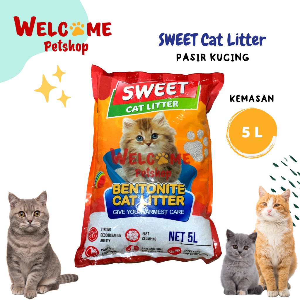 Sweet Cat Litter 5L Pasir Kucing Gumpal Bentonite Wangi Liter