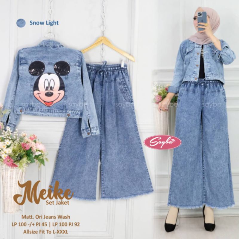Set Jeans Wanita Meike Blazer dan Celana