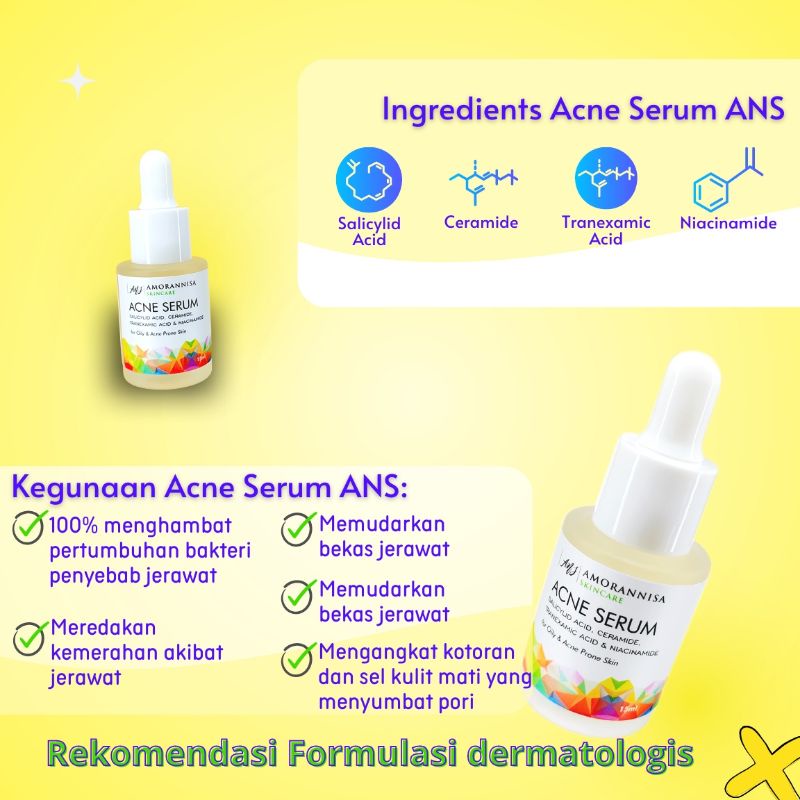 Amorannisa Acne Serum Wajah Glowing Skincare Jerawat Berminyak Sensitif