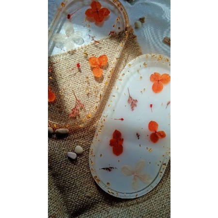 READY STOCK Oval tray resin | oval tray | resin tray | flower tray | tray estetis | properti foto