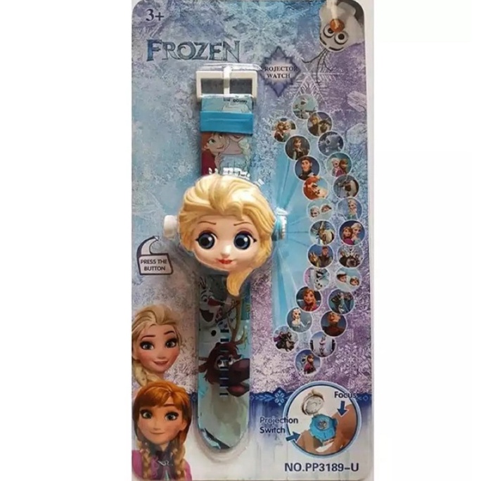 Proyektor Frozen Jam Tangan Anak Perempuan Proyektor 24 Gambar Jam Tangan Fashion Anak-Anak