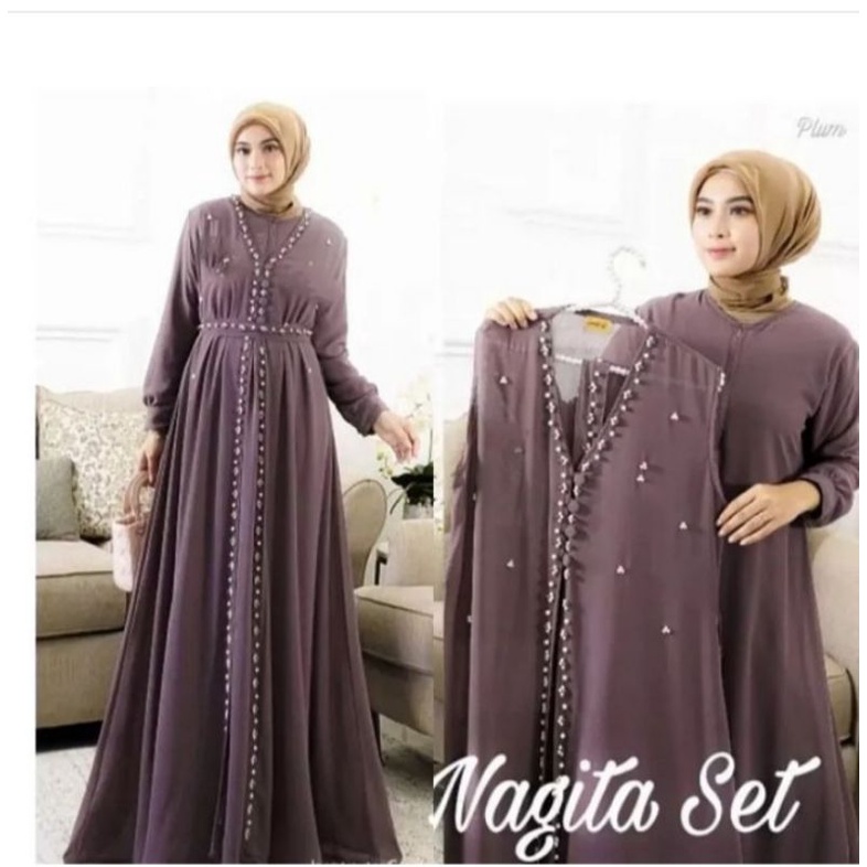 COD Gamis Muslimah Perempuan Terbaru 2023// Nagita Set / Dres Stelan Dengan Outer Terpisah // Baju W