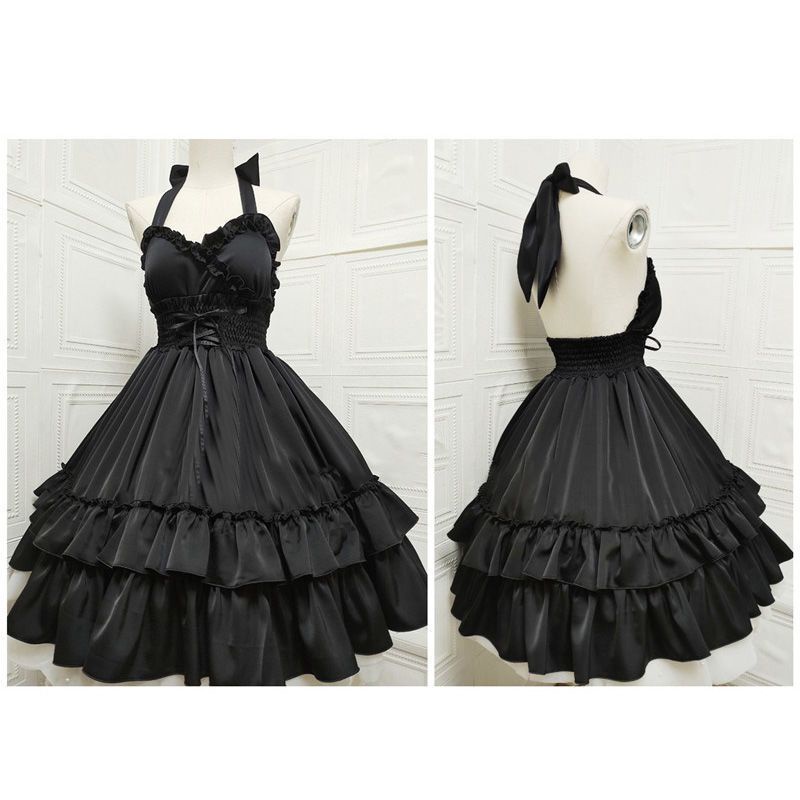 [MikanHiro Store] Dress Lolita Party Hijau Hitam Merah Putih