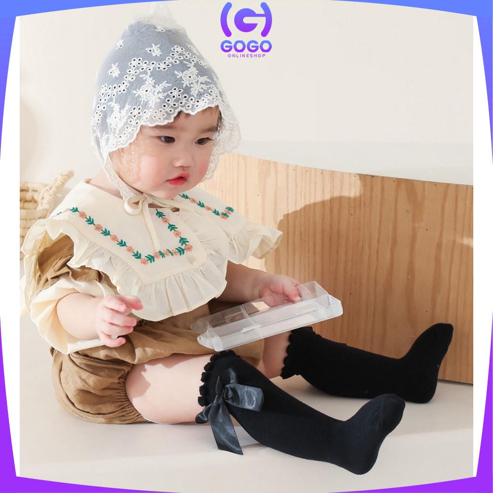 GOGO-P532 Kaos Kaki Bayi Panjang Pita Selutut / Kaus Kaki Anak Perempuan Panjang Motif Polos Anti Nyamuk