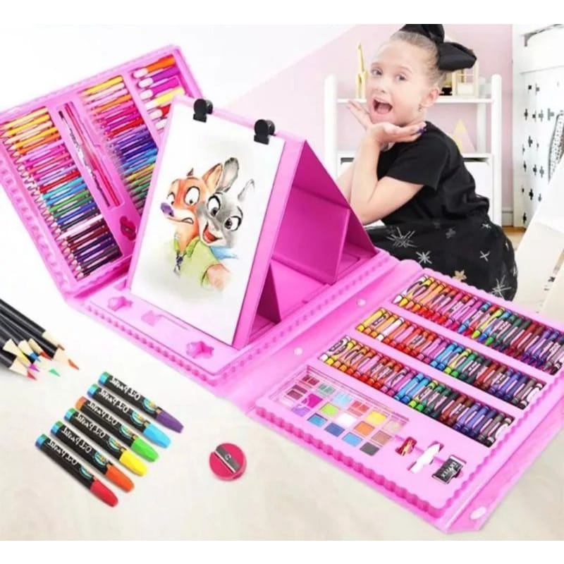 Crayon Set Anak Sekolah / Perlengkapan Mewarnai Lengkap / Alat Menggambar Melukis Anak-anak Crayon Cat Air Pensil