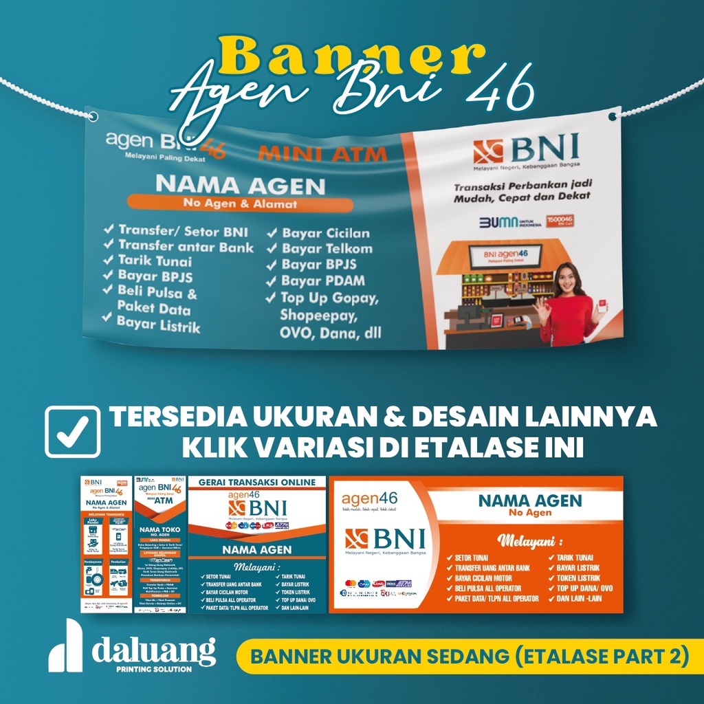 Spanduk Banner Agen 46 Agen46 BNI Custom (Banner Part 2 Ukuran Sedang) Bisa COD