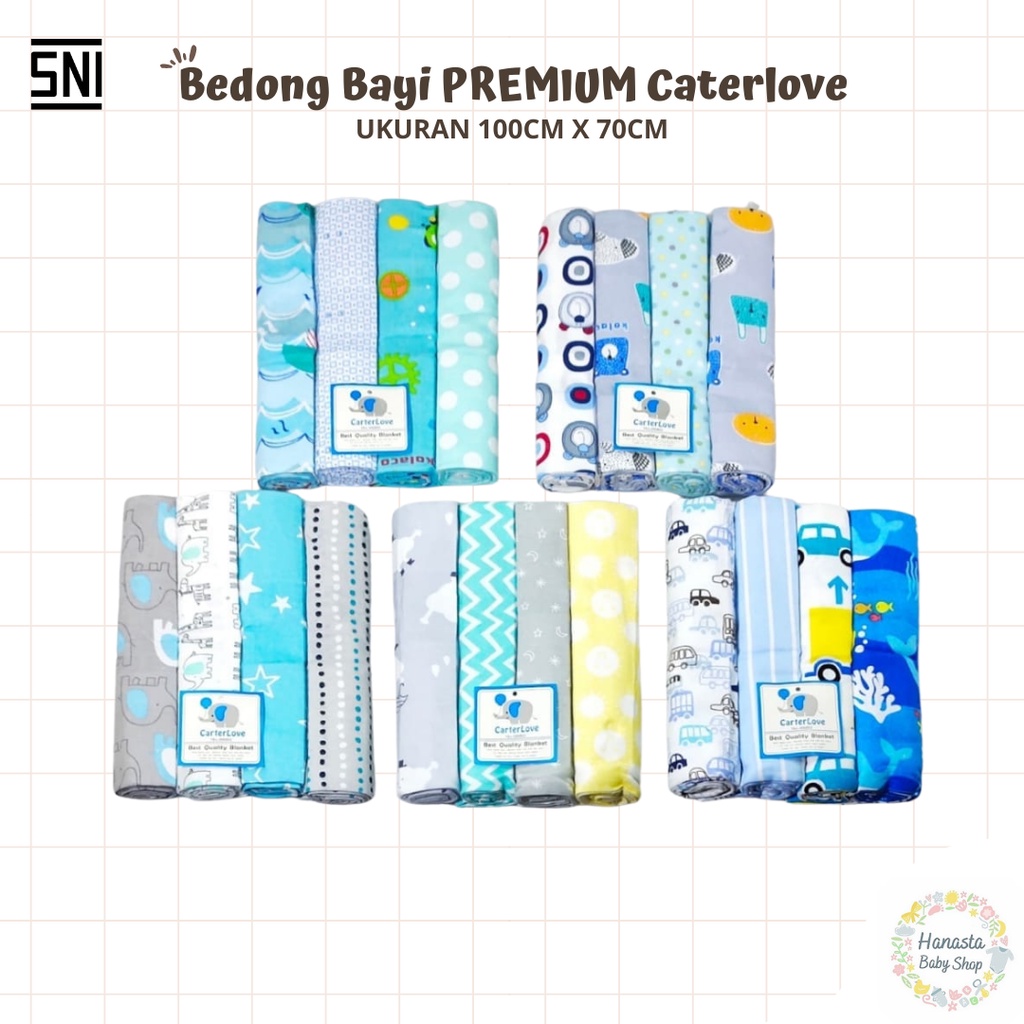 Paket 4Pcs PREMIUM Bedong Bayi Carterlove 100x70cm