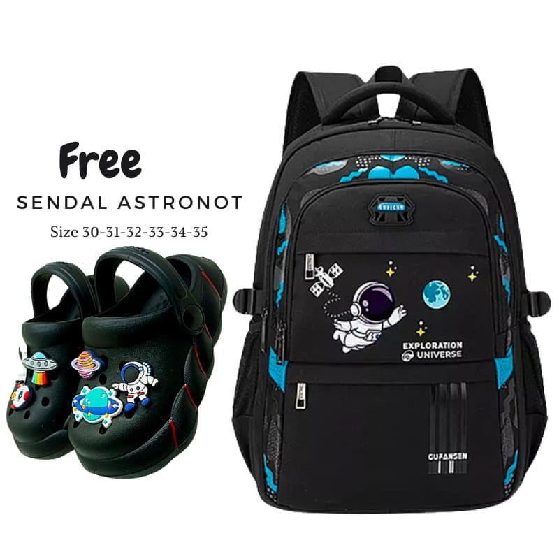 PTM - Set Tas sekolah anak laki-laki-tas ransel sekolah astronot liontin-tas punggung anti air