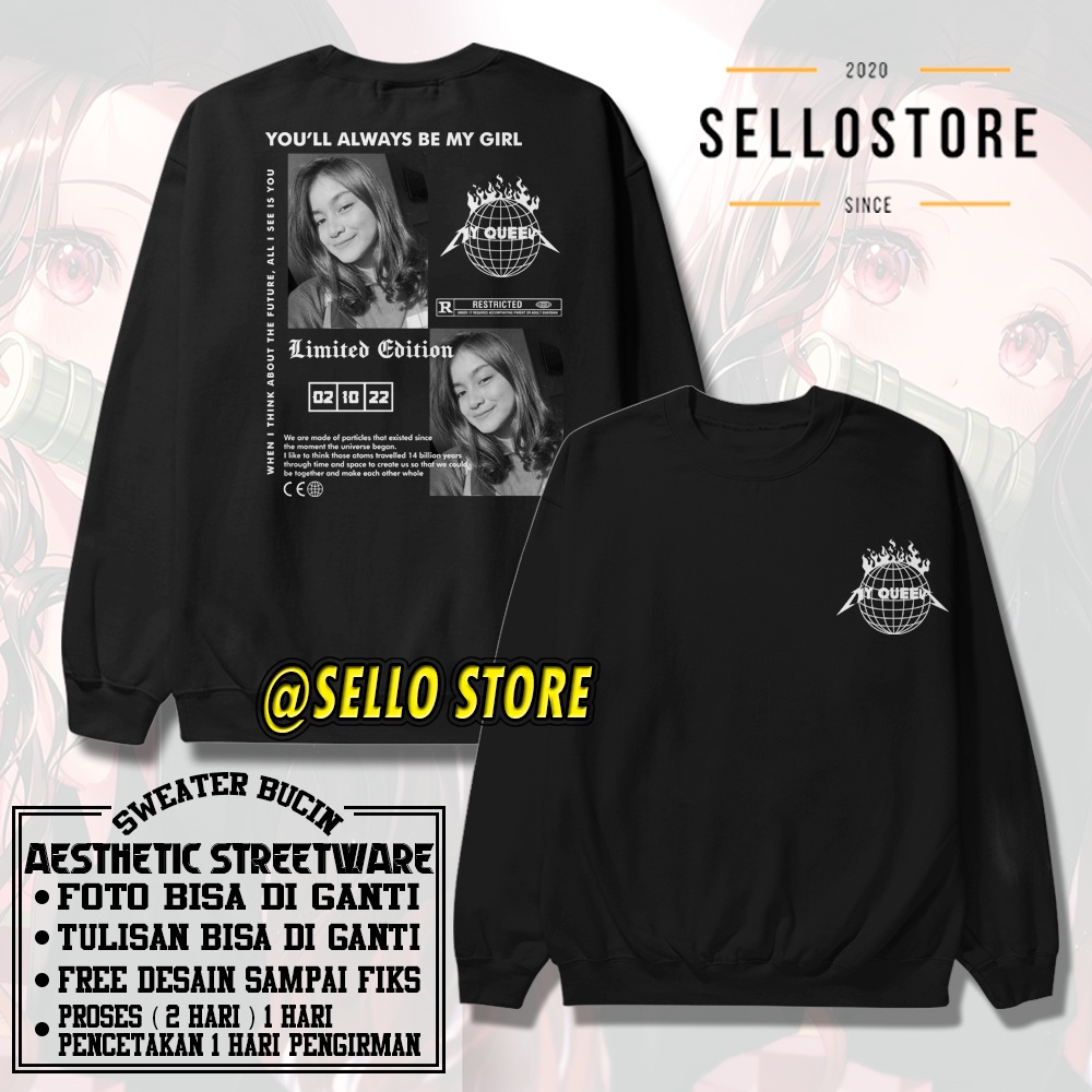 Hoodie Custom Sweater Crewneck Pria Aesthetic Custom Sablon Gambar