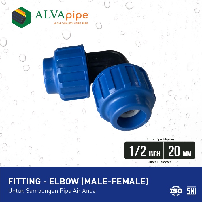 Jual Fitting Pipa HDPE ALVApipe Elbow Coupling 1 2 20 Mm Shopee