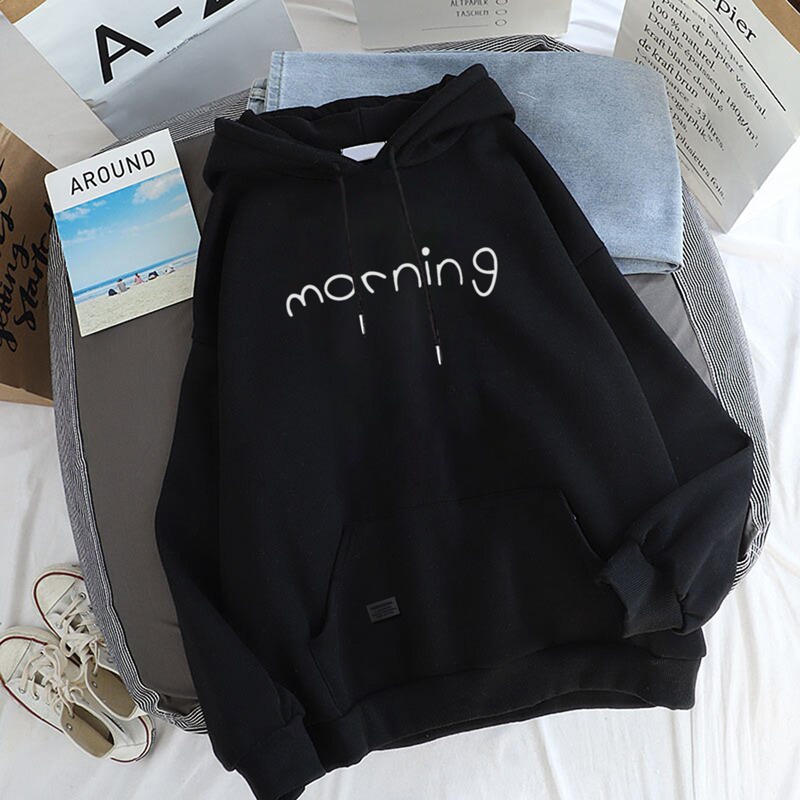 Parisdivarious Sweater Hoodie Jemper Morning Bahan Fleece Size S - XXL (Pria &amp; Wanita)