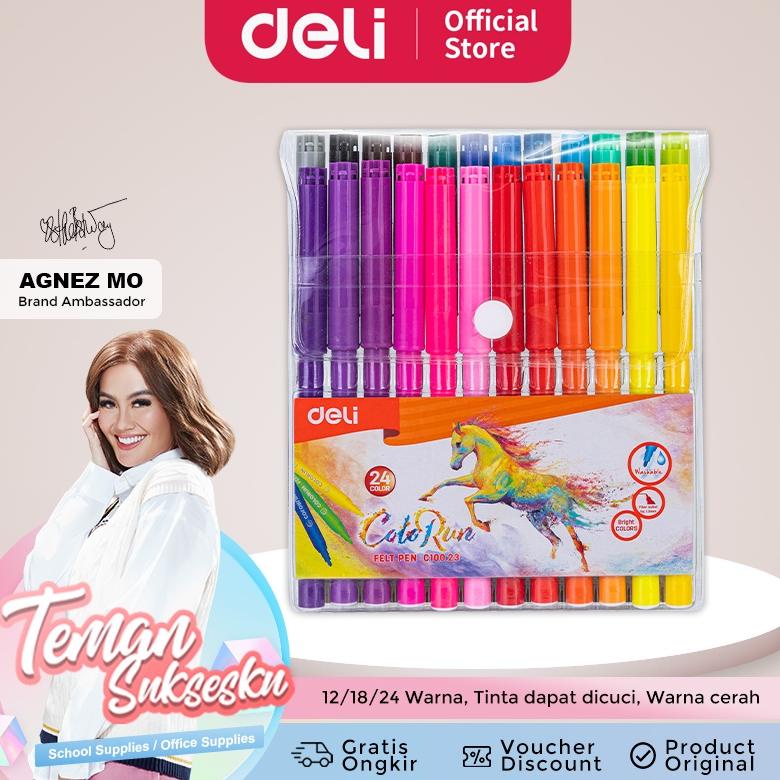 

[COD] B784B784 Deli Spidol Warna - Felt Pen dapat dicuci 1.0mm 12/18/24 Warna EC10023 cjvdk
