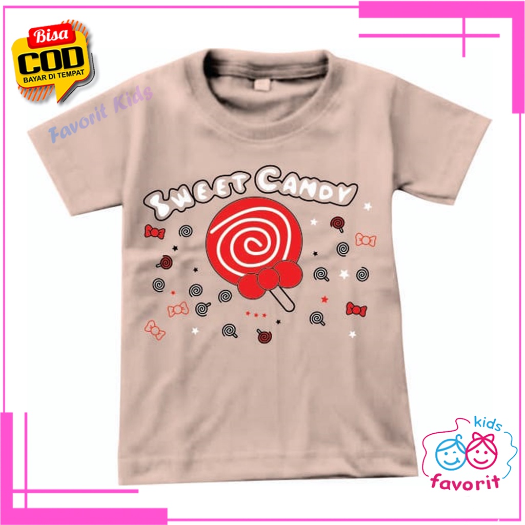Baju kaos atasan sweet candy anak perempuan lengan pendek