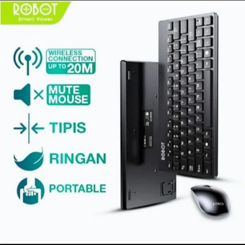 Robot KM3000 Keyboard Mouse Wireless Set - Robot Mouse + Keyboard Set