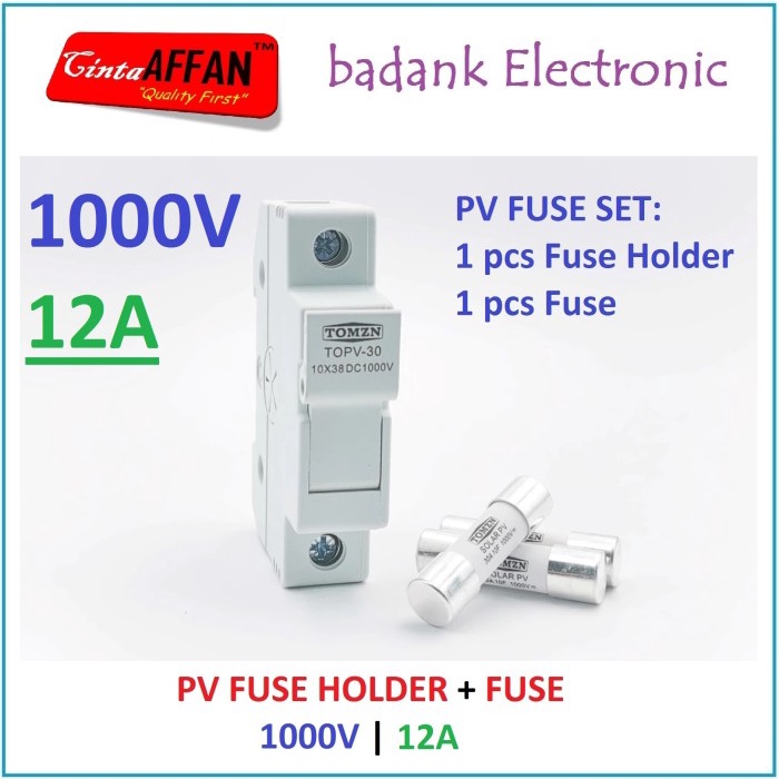 

[12A] Solar PV Fuse Holder DC 1000V with Fuses 12A Solar Panel Surya NAI27