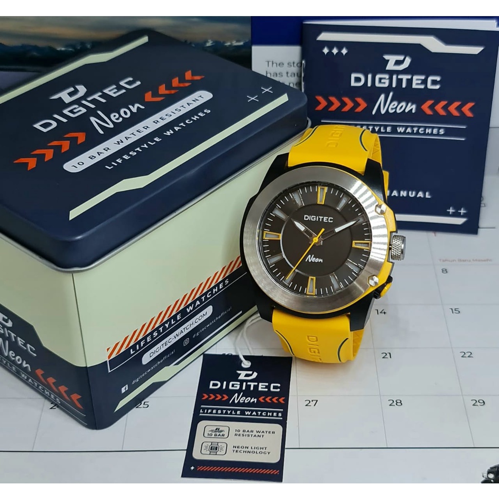 Jam Tangan Pria Original Digitec 5182 Neon Analog Sport Karet Rubber