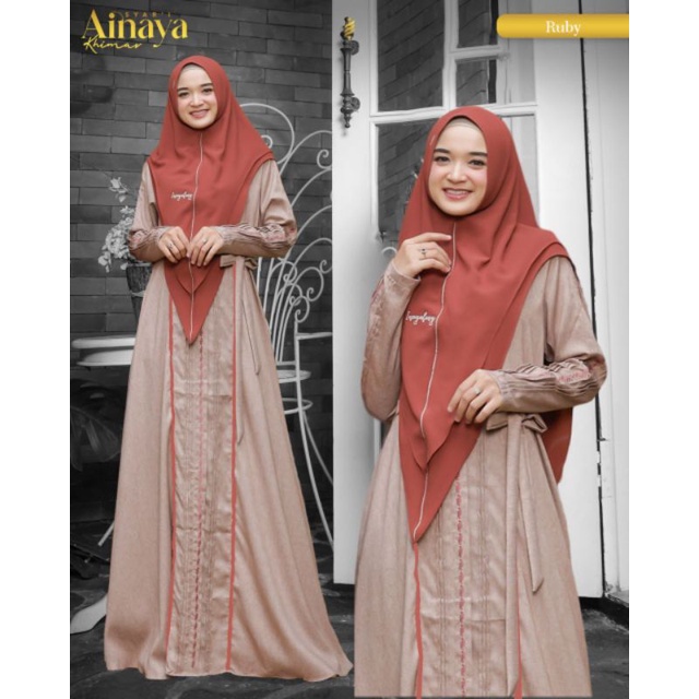 SET GAMIS SYARI AINAYA RUBY ORIGINAL INAYA INAYALESY FASHION DRESS BAJU BUSANA MUSLIM WANITA DEWASA 