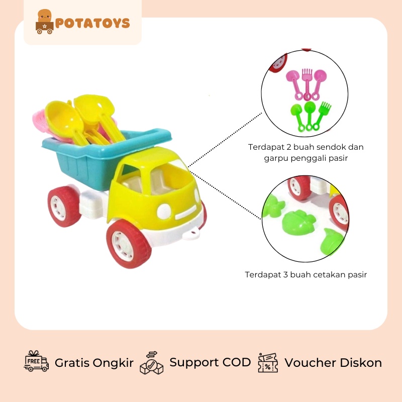 [ Potatoys ] Ember Pasir / Mainan Cetakan Pasir / Mainan Pasir anak / Set Mainan pasir / Mainan Truk Pasir Anak 1 Set