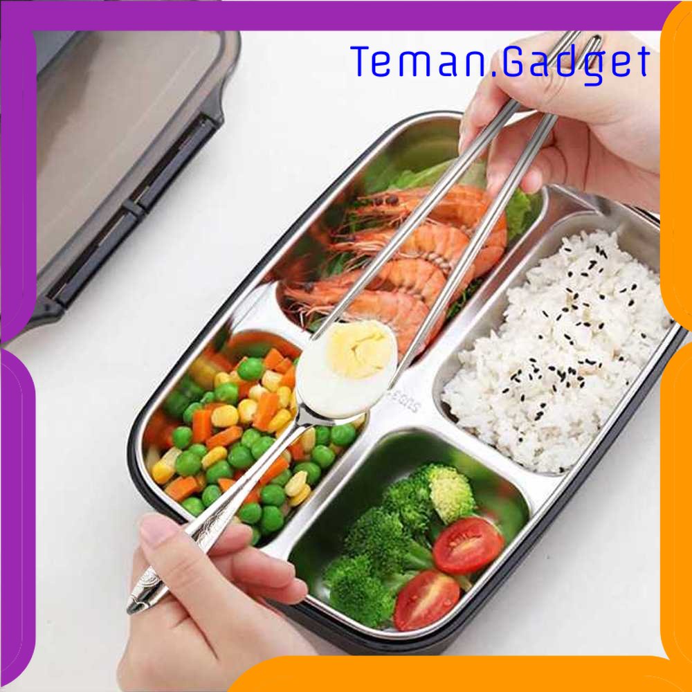 TG - DPR UPORS Kotak Makan Lunch Box 4 Grid 1000ml with Spoon&amp;Chopstick - LB0919