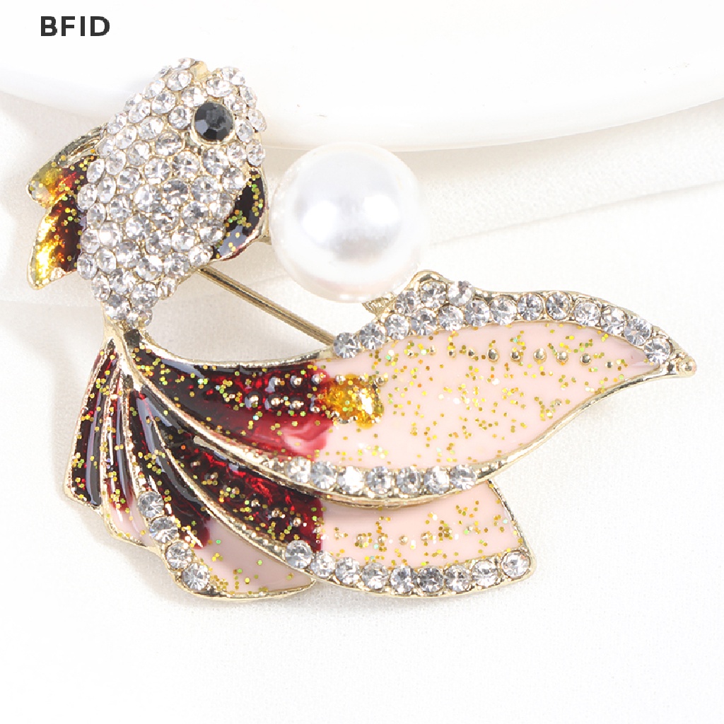 [BFID] 1pc Kristal Berlian Imitasi Ikan Mas Bros Wanita Brooch Pin Aksesoris Pakaian [ID]