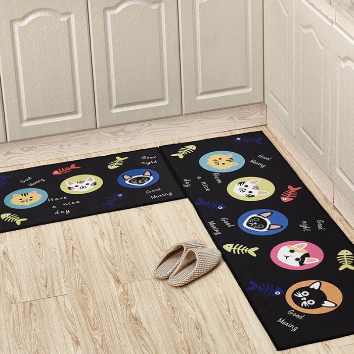 Slip Keset Dapur Panjang Lembut Anti Slip Kitchen / Karpet Dapur Set 2Pcs